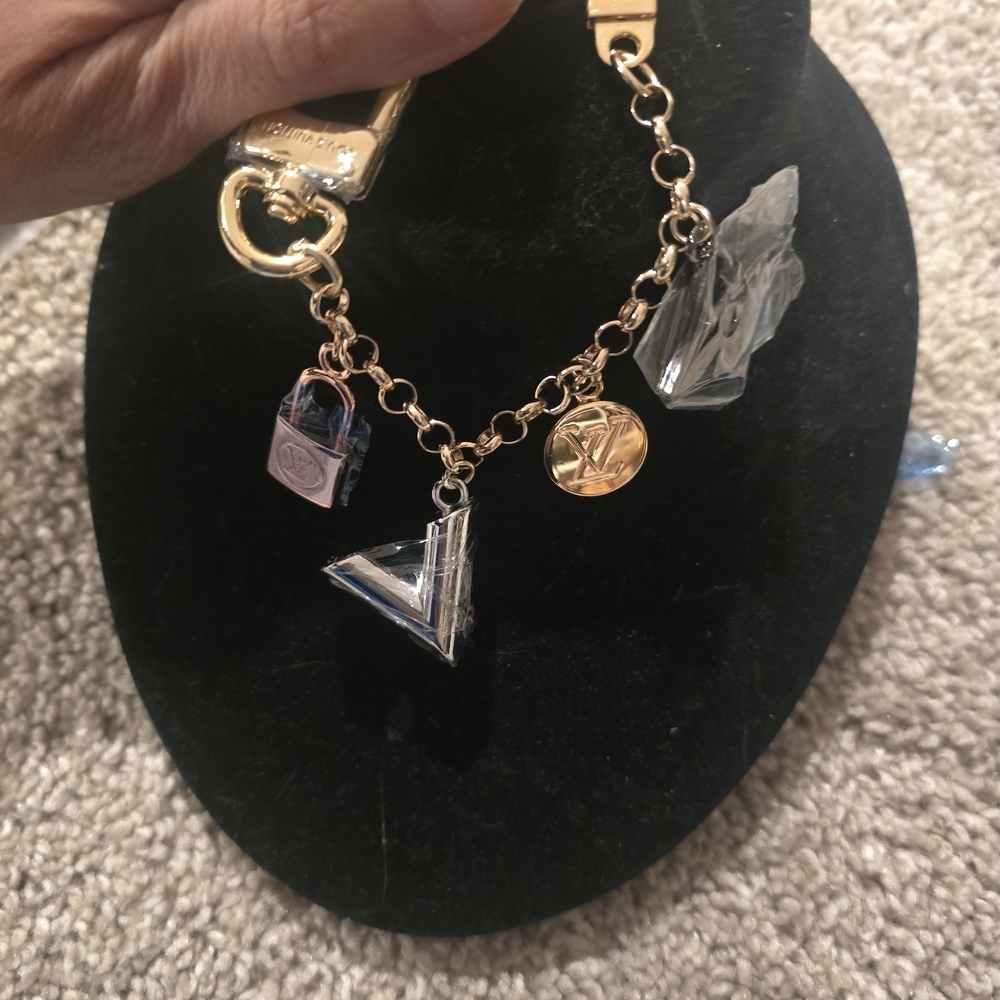 LV Gold and Silver Charm Keychain - Picture 9 of 11